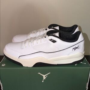 Jordan Flight Court White Black Sail HF3255-100 Men’s Size 12